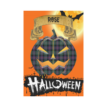 Load image into Gallery viewer, Rose Hunting Modern Tartan Jack O' Lantern Garden Flag / Halloween Home Decor NN9