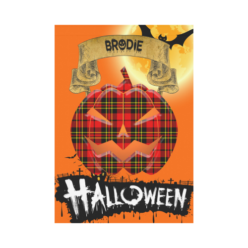 Brodie Modern Tartan Jack O' Lantern Garden Flag / Halloween Home Decor NN4