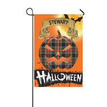 Load image into Gallery viewer, Stewart Black Tartan Jack O' Lantern Garden Flag / Halloween Home Decor NN9
